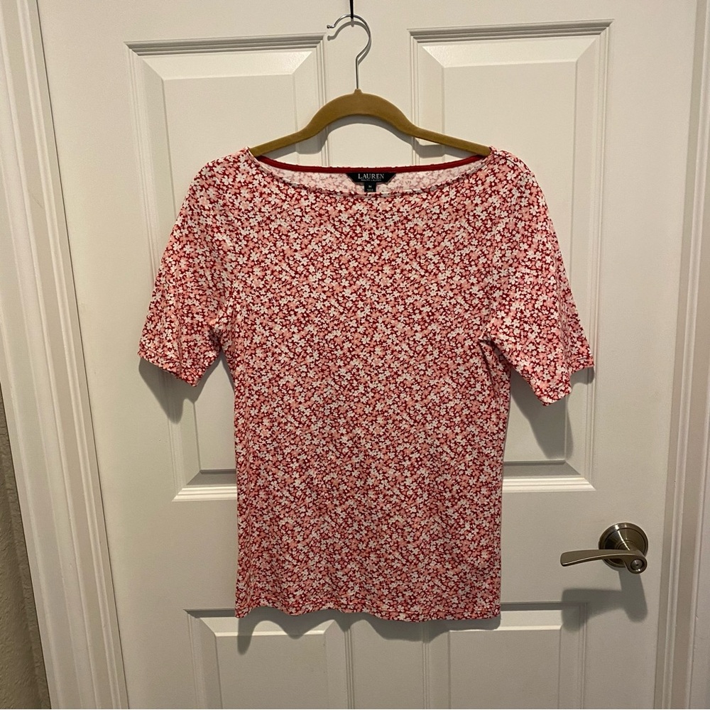 Lauren Ralph Lauren Red and White Floral Top
